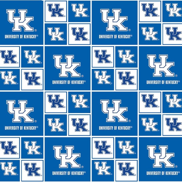 University of Kentucky Wildcats Box Pattern Fabric 100% Cotton