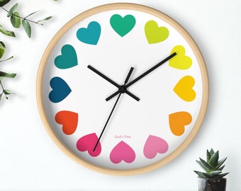 Happy Hearts Wall Clock God's Time Colorful Clock