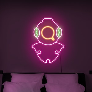 Scuba diving neon sign, Diver neon sign, Diving helmet neon sign, Scuba diving sign, Nautical neon sign,Scuba diving art,Diving helmet decor
