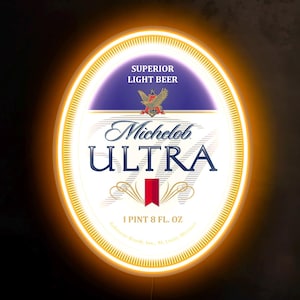 Michelob Ultra neon sign, Michelob Ultra beer logo, Michelob Ultra led sign, Michelob Ultra light, Beer neon sign, Home bar neon sign