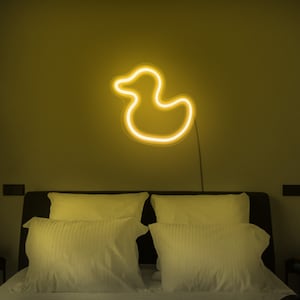 Placa de neon de pato, Placa de neon de pato de borracha, Placa de led de pato, Placa de pato de borracha, Placa de neon para crianças, Placa de neon para banheiro, Arte de parede de pato, Decoração de parede de pato