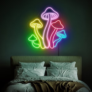 Mushrooms neon sign, Mushroom sign, Mushroom led sign, kids room neon sign, Neon sign kitchen, Mushroom wall decor, Mushroom wall art