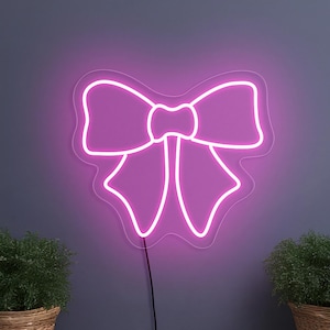 Cute bow neon sign, Girls room neon sign, Pink neon sign, Bow led sign, Neon sign bedroom, Gift for girl, Bow lamp, Girls room art decor