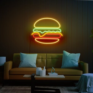Hamburger Neon Sign, Burger Neon Sign, Burger Led Sign, Food Neon Sign, Neon Sign Kitchen, Restaurant Neon Sign, Fast Food Neon Sign