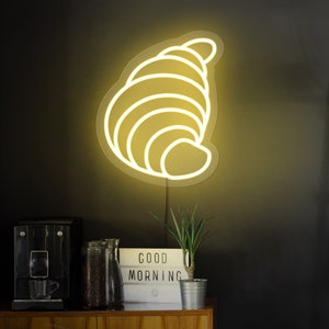 Croissant neon sign, Croissant led sign, Bakery neon, Food neon sign, Baking neon, Neon sign kitchen, Croissant wall art, Croissant decor