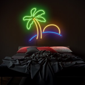 Palm Neon Sign, Palm Led Sign, Beach Neon Sign, Tropical Neon Sign, Sunset Neon Sign, Island Neon Sign, Palm Tree Neon, Tropical Wall Decor