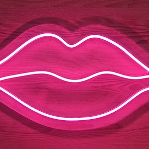 Lips neon sign, Lips led sign, Kiss neon sign, Pink lips neon sign, Girls room neon sign, Salon wall decor, Lips wall art, Lips wall decor