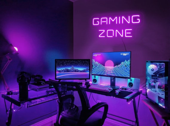 Gamer Room Decor Ledgaming Zone Neon Signgamer Room Neon - Etsy