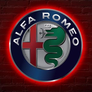 Enseigne néon Alfa Romeo, logo lumineux Alfa Romeo, led Alfa Romeo, décoration lumineuse Alfa Romeo, cadeau Alfa Romeo, enseigne de garage pour hommes, enseigne LED homme des cavernes