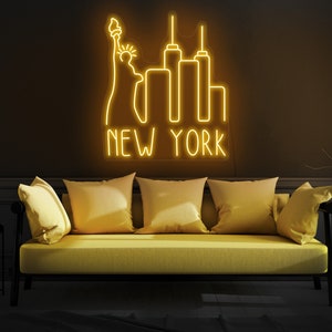 New York Skyline Neon Schild, New York Neonlicht, New York Leuchtreklame, Stadt Skyline Leuchtreklame, Stadt Skyline Wandkunst, Stadtlicht Wandkunst
