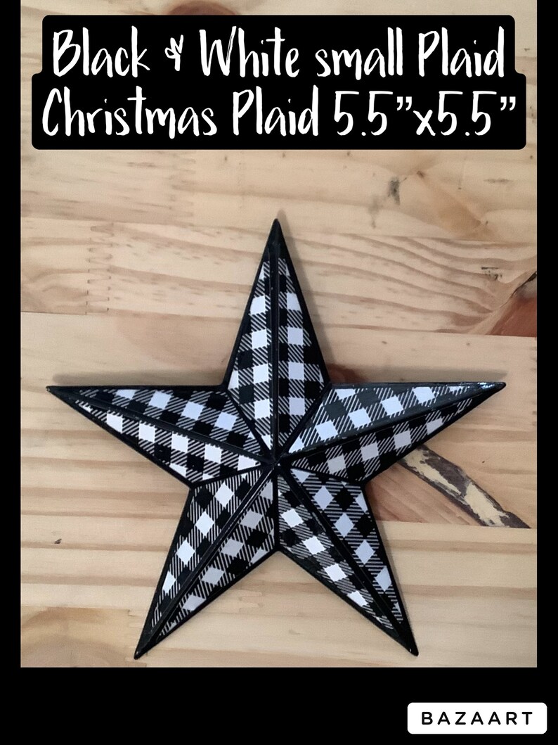 Black and White Buffalo Check/ Plaid Barn Star/ 1 5.5x5.5/ Small Check