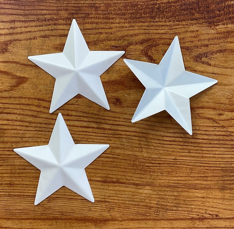 White Barn Stars, Set of 3 2.5x2.5 , Metal Stars, Custom Painted Stars