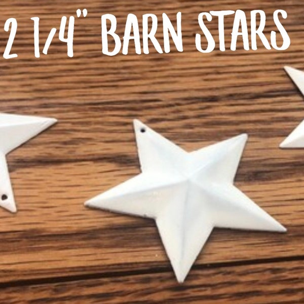 White Barn Stars (3) 2.25x2.25” Country, Cottage, Western, Rustic Farmhouse Stars, Metal Stars, Vintage, Primitive, Distressed, Star Decor