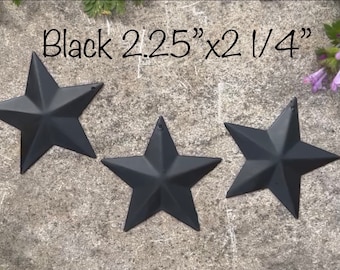 Black  Stars - (3) 2.25” x 2.25”  Black Metal Craft Stars, Black Primitive Stars, Farmhouse Star/ Handmade/ Handcrafted/ Handpainted.