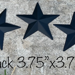 Black  Stars - (3) 3.75” x 3.75”  Black Metal Craft Stars, Black Primitive Stars, Farmhouse Star/ Handmade/ Handcrafted/ Handpainted.