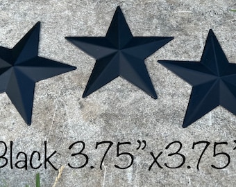 Black  Stars - (3) 3.75” x 3.75”  Black Metal Craft Stars, Black Primitive Stars, Farmhouse Star/ Handmade/ Handcrafted/ Handpainted.