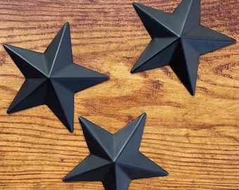 Black Metal Barn Stars/ Set of 3 Stars/ (3) 2.5” Stars / with out.boles Patriotic Farmhouse/ Distressed Rustic Farmhouse/Country Metal Stars
