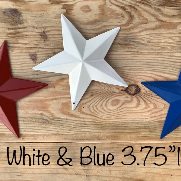 Red, White and Blue- Metal Barn Stars- Set of (3) 3.75” - Patriotic, Painted Barn Star, Rustic Farmhouse Decor, Country Decor, Americana,