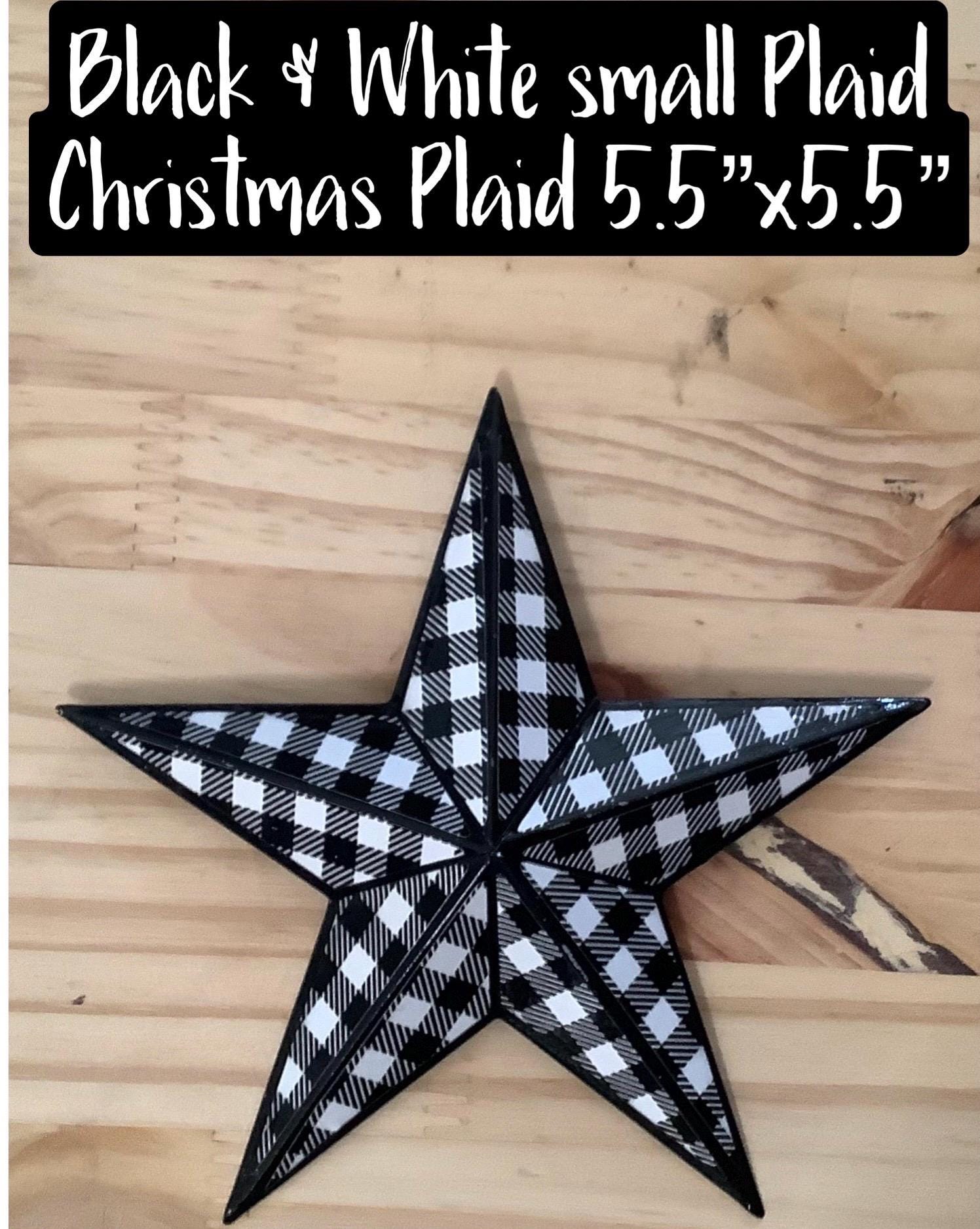Rustic Black and White Buffalo Plaid Barn Star/ (1) 5.5
