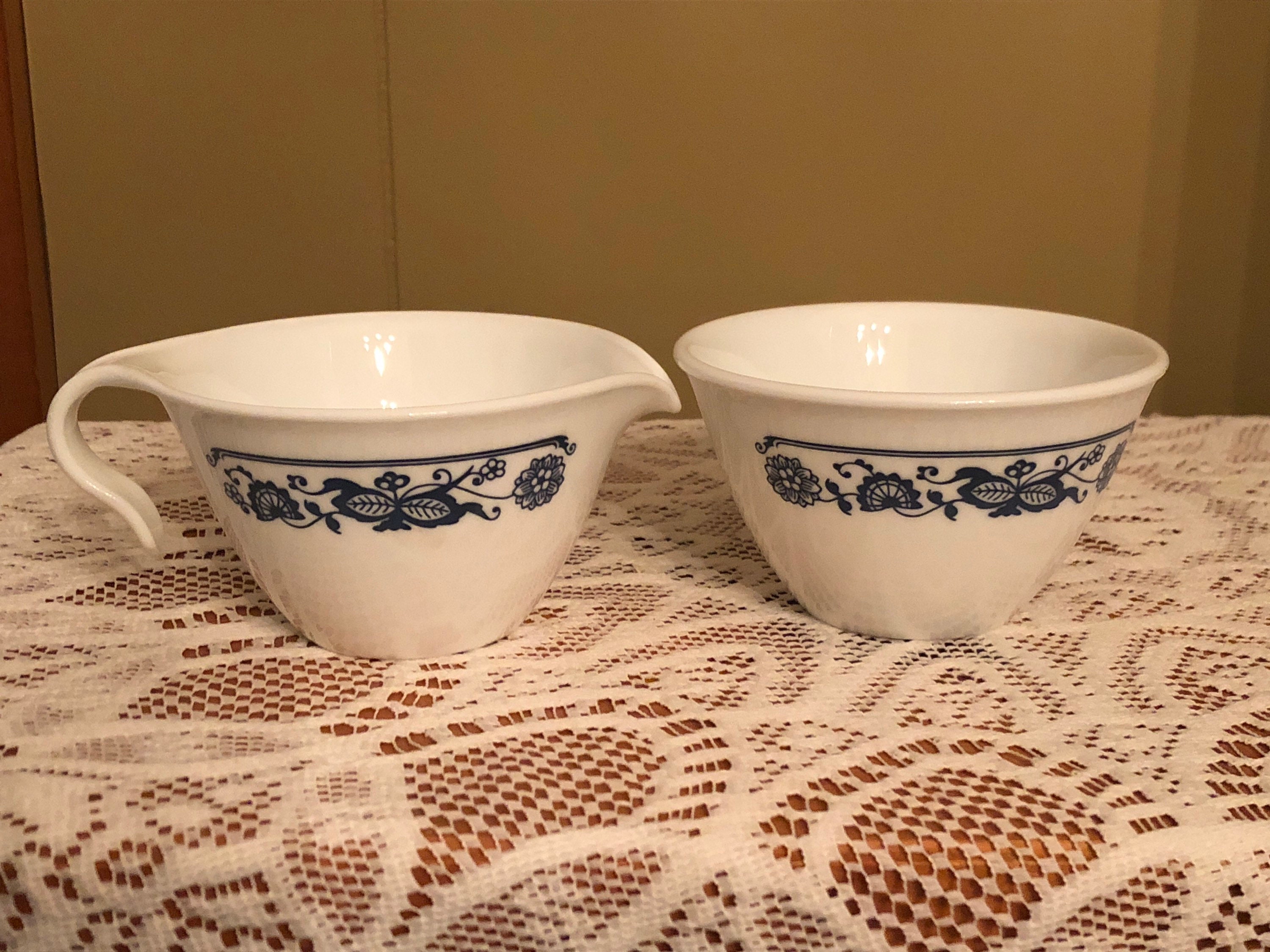 Vintage Corelle Blue Onion Flower Corelle Sugar and Creamer. Vintage