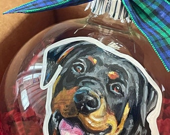 Dog Portrait Ornament Handpainted, Personalized Dog Ornament Memorial Pet Ornament Custom Pet Portrait Gift, Pet Loss Gift Ornament