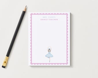 Personalized  5.5&quot; x 8&quot; Note Pad Dance, Class Teacher Notepad note paper, teacher note pad, valentines day note, Dance Teacher, personalized