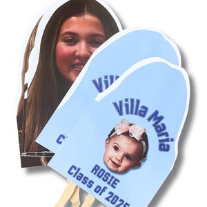 Cheerleader Photo Paddle Cut Out, with Personalized Back, Assembled 12x18 Photo Wooden Stick Head Chest Team Spirit Cheer Prop, Graduation