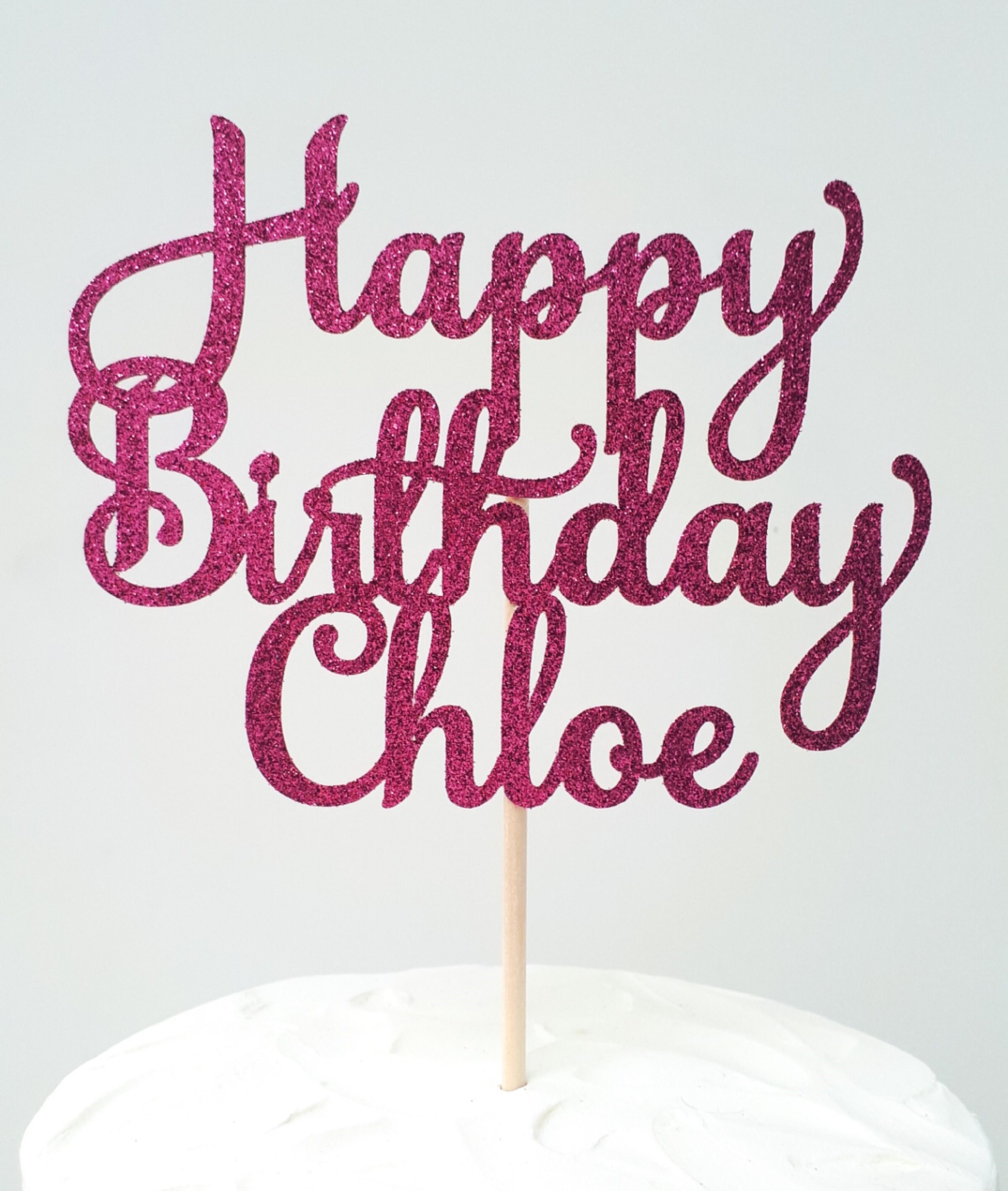 Personalised Happy Birthday Cake Topper Glitter Cake Topper Etsy UK