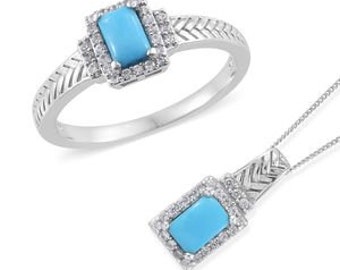 Arizona Sleeping Beauty Sterling Silver Free Form Pendant Without Chain TGW 0.85 cts.