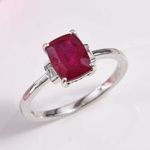 3 ctw Niassa Ruby and Zircon Ring in Platinum Over Sterling Silver (Size 8.0)