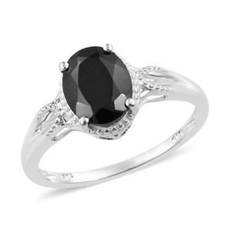 Black Spinel Ring in Sterling Silver - Etsy