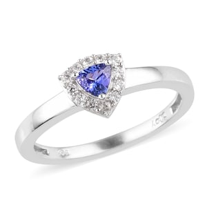 Premium AAA Tanzanite and Zircon Dainty Superwoman Ring Platinum Over Sterling Silver Sz 5 Clearance priced