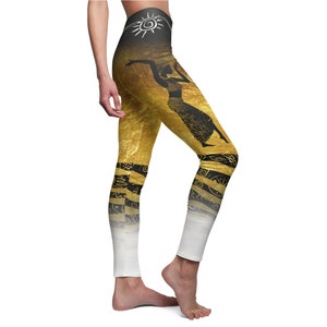 Golden Light Afrocentric Pattern Style Women&#39;s Casual Leggings Tights