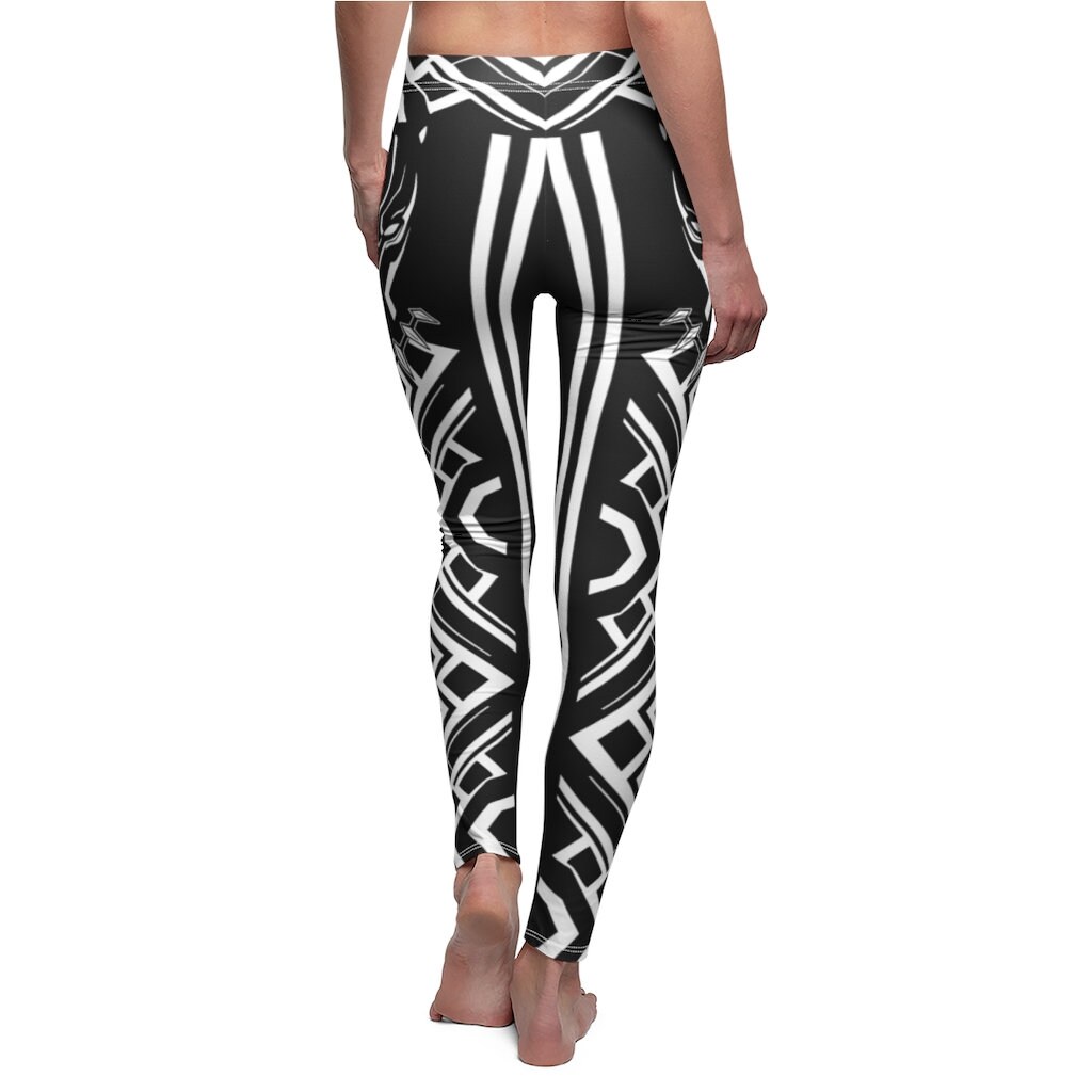 Black Panther Inspired Black and White Style Women's Casual Leggings ...