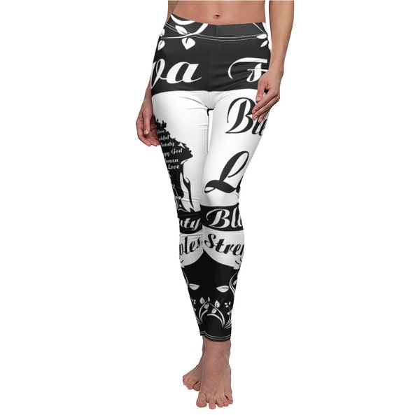 Words of Inspiration Black and White Style Women's Casual Leggings Tights