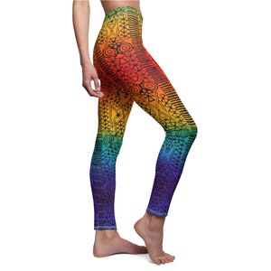 Afrocentric Pattern Rainbow Style Women&#39;s Casual Leggings
