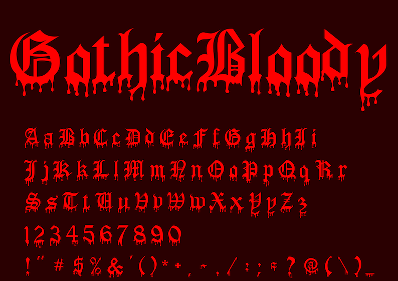 Gothic Bloody Font Svg , Dripping Bloody EVIL FONT Svg , Evil Letters