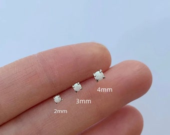 Piccoli orecchini Opal stud, Sterling Silver, Gold Opal dainty stud, Tiny stud, Opal gemstones stud, piccoli orecchini, piccoli orecchini, set di 3 pezzi