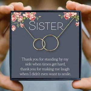 Sister 2 Circle Necklace, Gift for Sisters | Sister Gift, Necklace for Sister, Big Sister Gift, Interlocking Circle Necklace