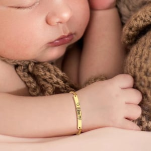 Custom baby name bracelet, Silver Gold Bracelet Engraved Baby Name, personalised bracelet for kids, infant,girl, gold baby protection