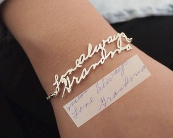 Custom Handwriting Jewelry, Handwriting Bracelet,Personalized Signature Keepsake GIFT, Memorial Meaningful Gift, Mother's Gift, Valentines