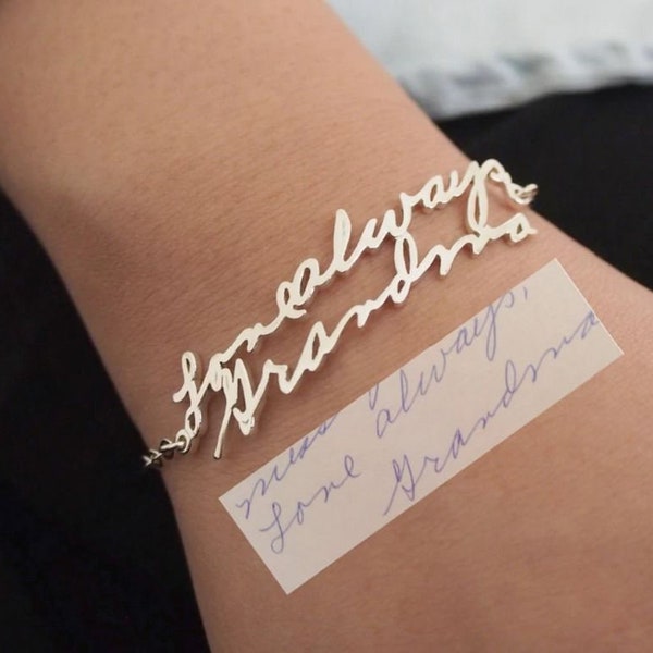 Custom Handwriting Jewelry, Handwriting Bracelet,Personalized Signature Keepsake GIFT, Memorial Meaningful Gift, Mother's Gift, Valentines