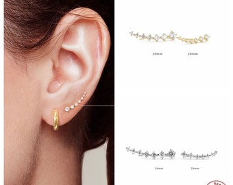 Rastreador de orejas - Escalador de orejas de oro minimalista - Escalador de orejas de circonio cúbico - Escalador de orejas minimalista - Pendientes minimalistas - Pendientes delicados