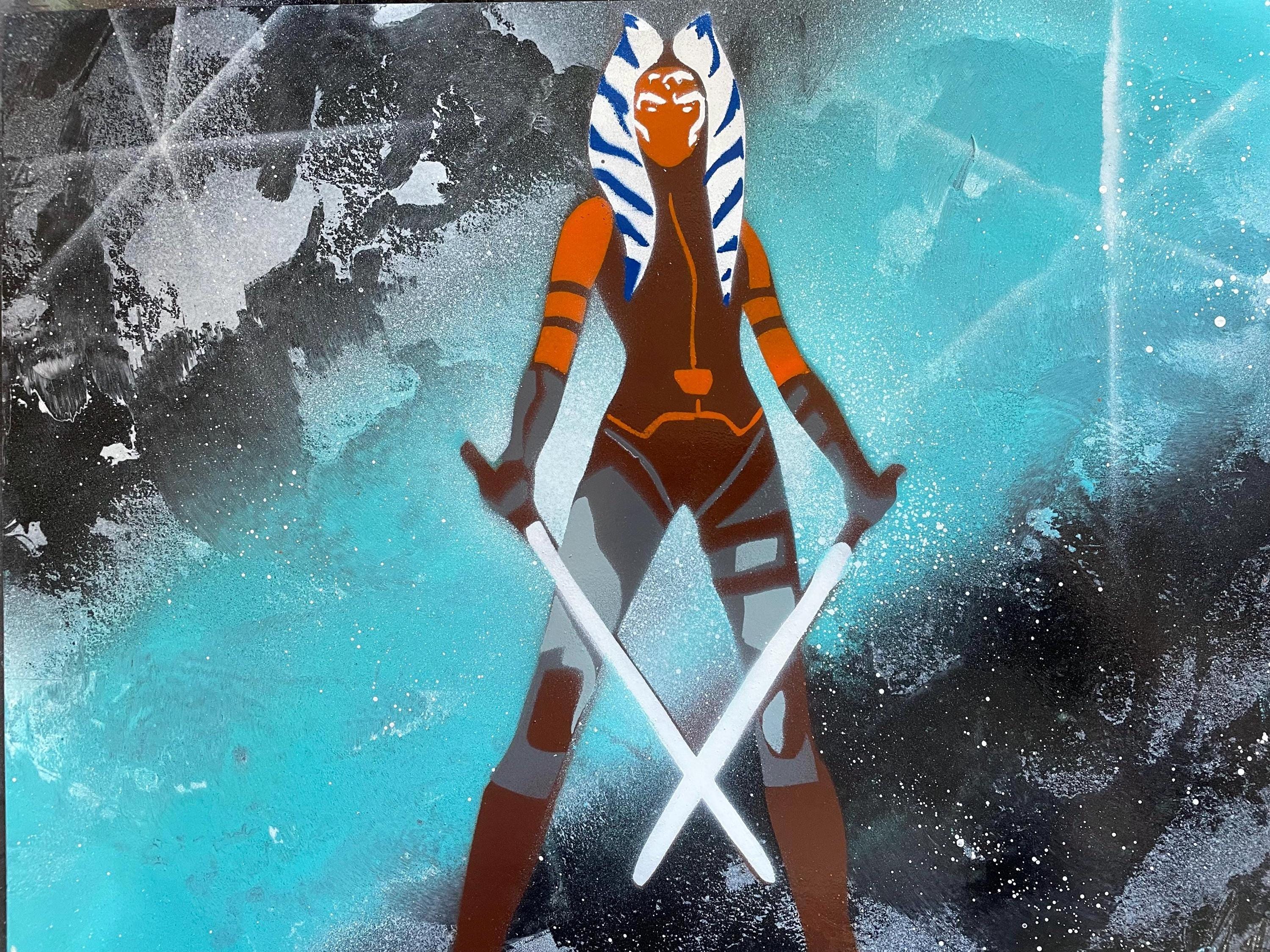 Ahsoka Tano Star Wars Spray Paint Art: Original Signed Painting