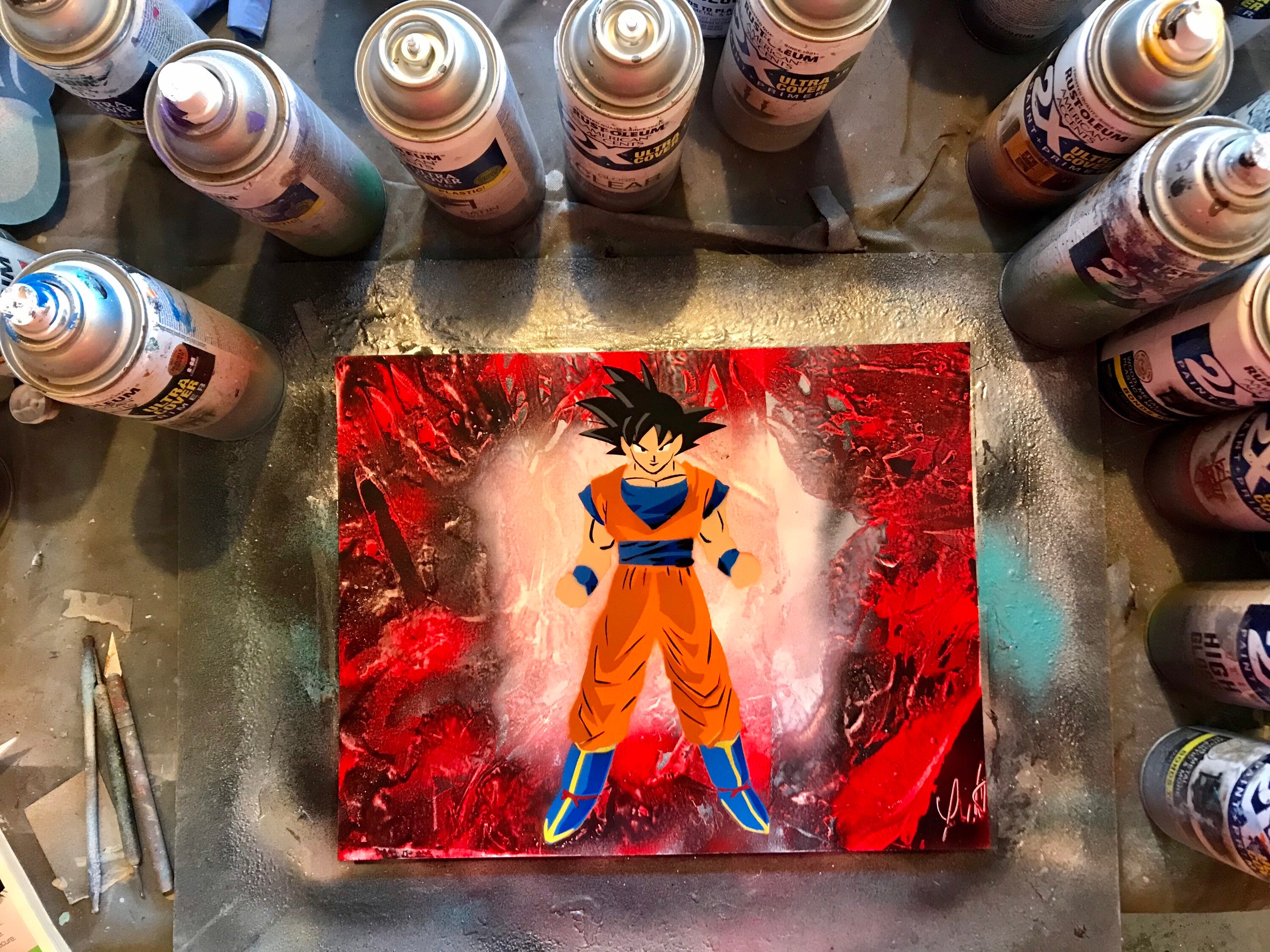 Dragon Ball Z Goku Spray Paint Art / Dragon Ball Z Gift/ Etsy