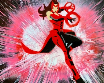 Original Scarlet Witch Spray Paint Art: Signed, One-of-a-Kind