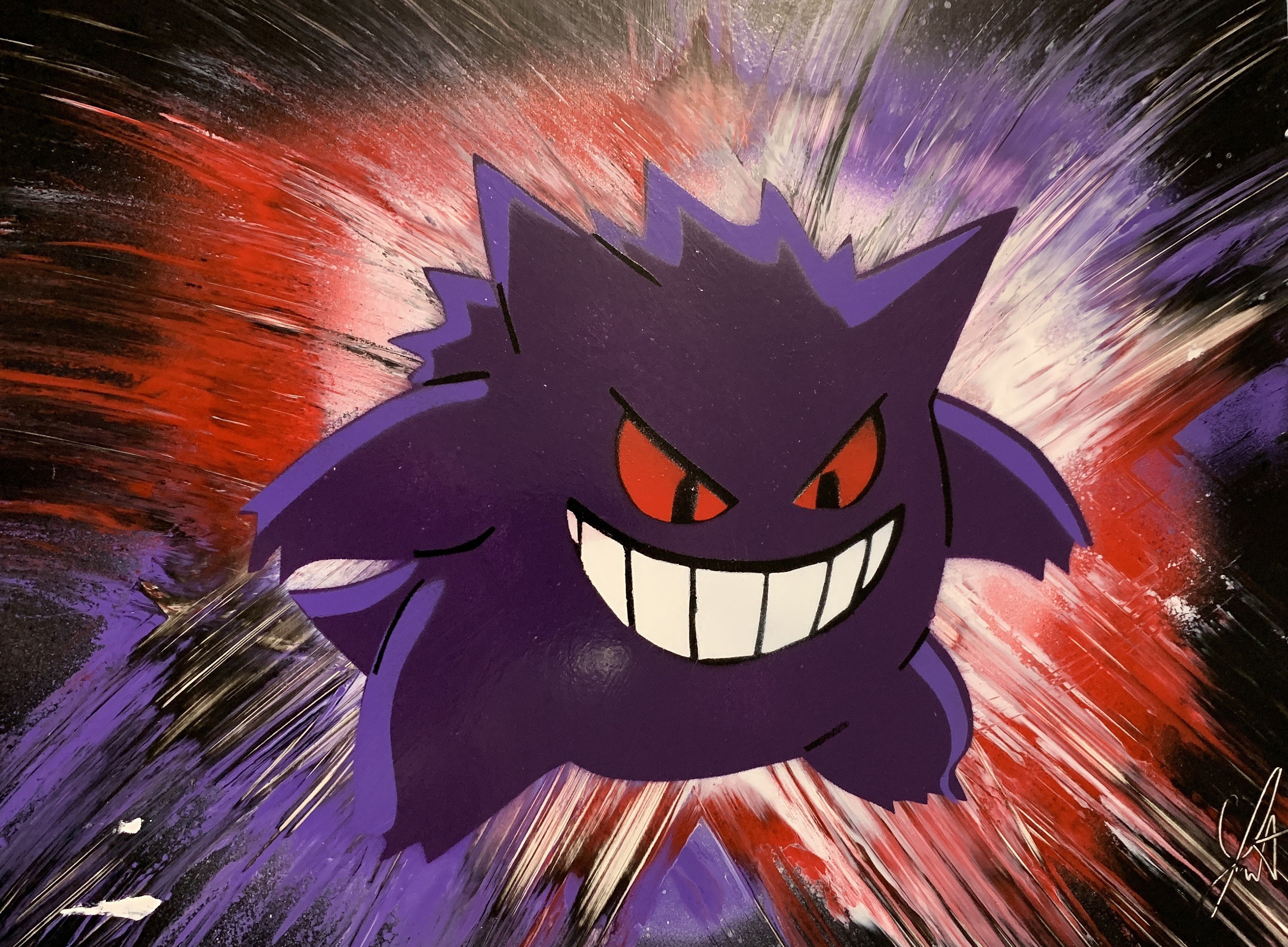 Gengar/ Pokemon Art/ Spray Paint Art/ Pokemon Gift/ Gengar Art 