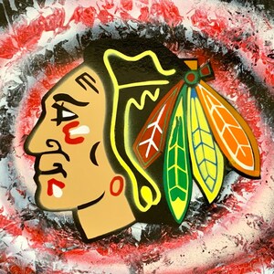 Chicago Blackhawks Art / Spray Paint Art / Blackhawks / Chicago Blackhawks poster / Chicago Blackhawks Gift