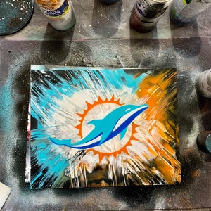 Miami Dolphins Art/ Miami Dolphins Poster/ Spray Paint Art/ - Etsy