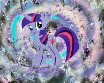 Arte en aerosol de Twilight Sparkle, póster de My Little Pony, pintura original firmada